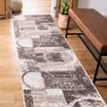 Rugshop Contemporary Abstract Circle Design Soft Runner Rug 2' x 10' Brown