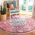SAFAVIEH Madison Collection 10 Round Fuchsia/Teal MAD447R Boho Chic Medallion Distressed Non-Shedding Living Room Bedroom Area 