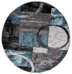 Rugshop Contemporary Abstract Circle Design Soft Round Rug 6' 6'' (6' 6'' Diameter) Gray