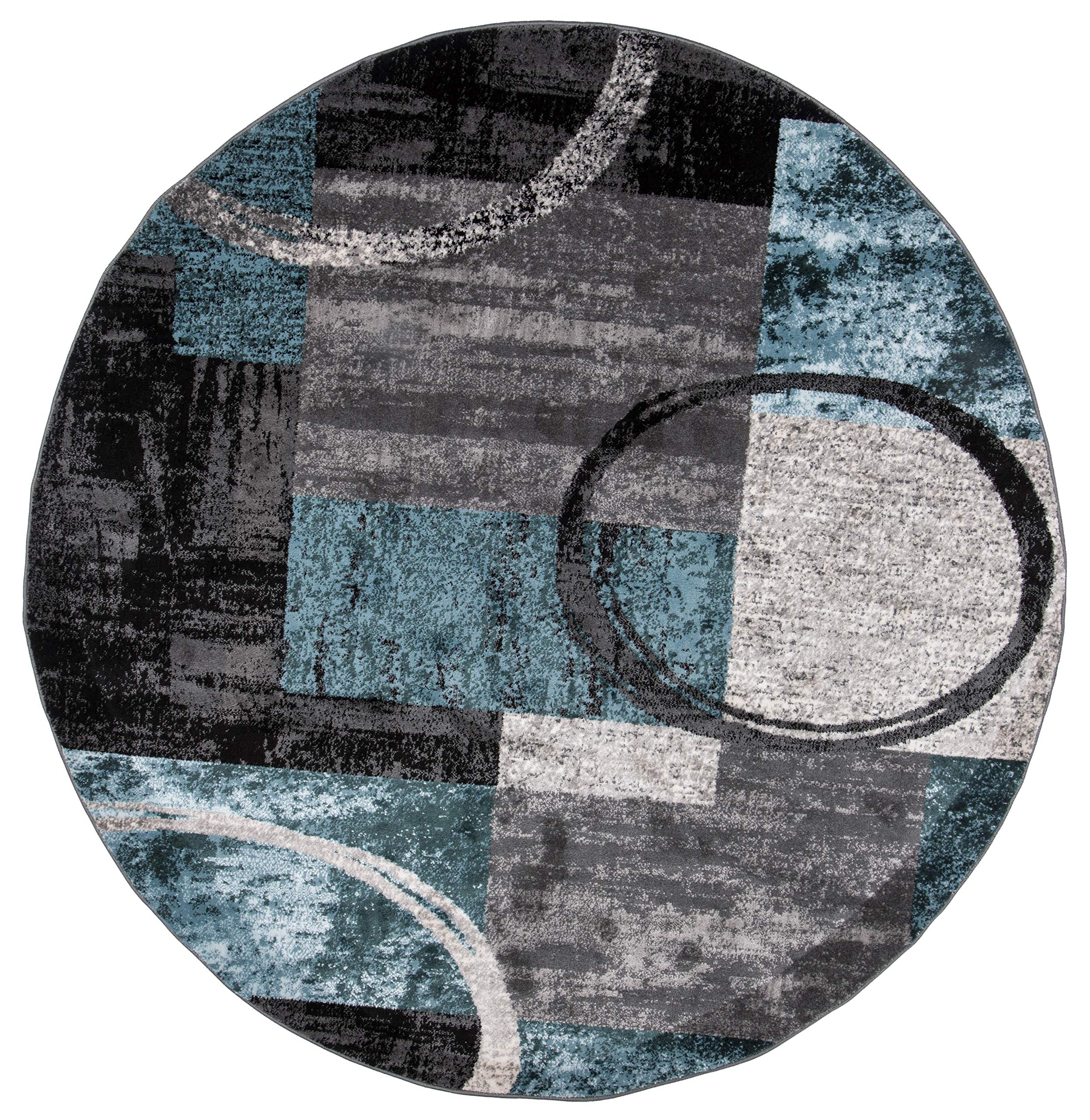 Rugshop Contemporary Abstract Circle Design Soft Round Rug 6' 6'' (6' 6'' Diameter) Gray