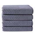 Texere 100% Organic Cotton Jacquard 650 GSM Premium Bath Towel Sets - Extra Absorbent Quick Dry and Plush (Cable, Excalibur, 4 B