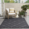Nourison Easy Care Moroccan Charcoal/Black 6' X 9' Area Rug, Trellis, Easy Cleaning, Non Shedding, Bed Room, Living Room, Dining Room, Backyard, Deck, Patio (6X9)