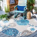 Safavieh Cabana Collection 5'3' Round Grey/Blue Cbn832F Floral Indoor/ Outdoor Non-Shedding Easy Patio Backyard Porch Deck Mudr