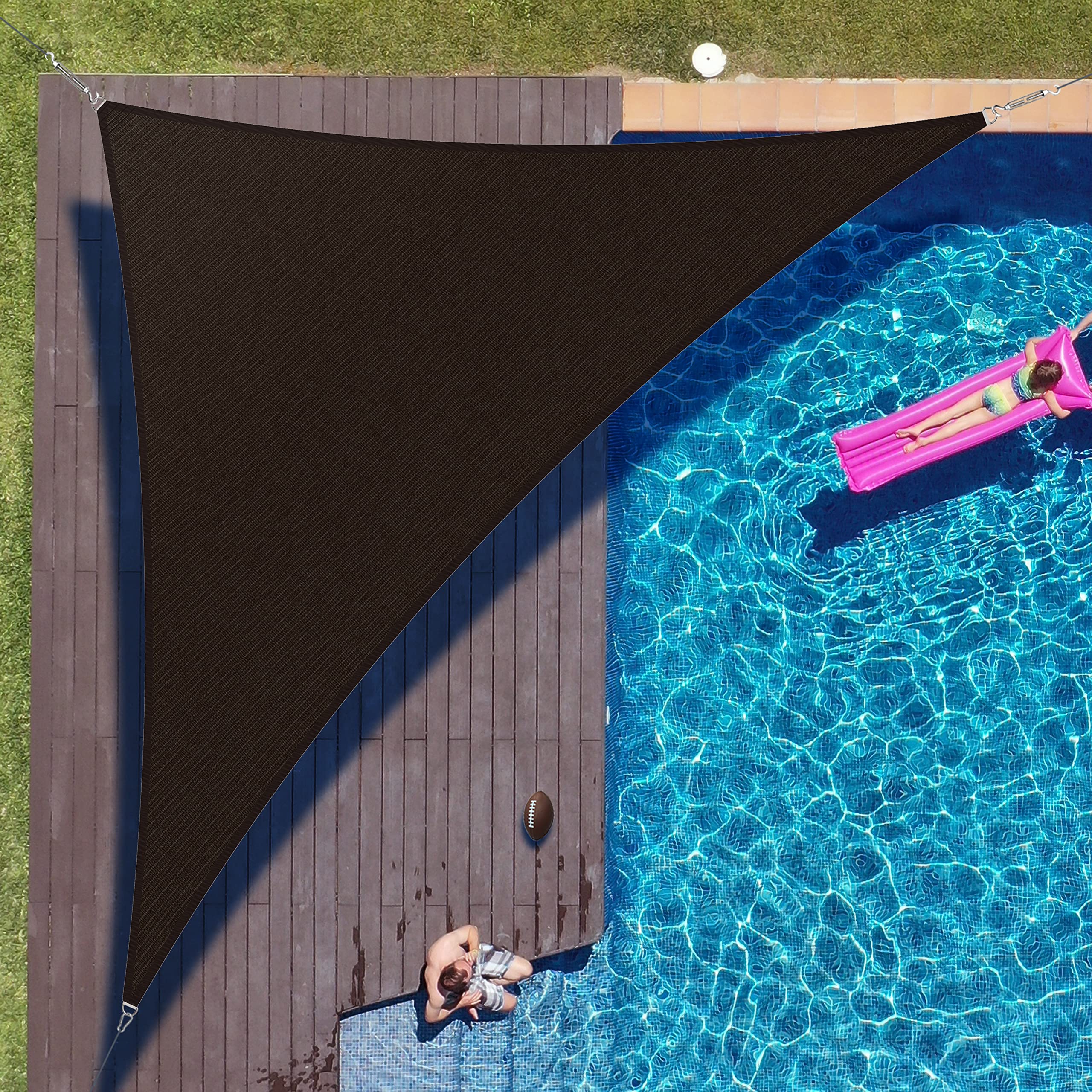Colourtree 10' X 10' X 14' Brown Sun Shade Sail Right Triangle Canopy Fabric Cloth Screen Taprt10, Water Permeable & Uv Resistan