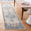 SAFAVIEH Madison Collection Runner Rug - 2 x 8, Ivory & Light Blue, Boho Chic Medallion Distressed Design, Non-Shedding & Easy