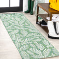 Jonathan Y Smb119G-210 Nevis Palm Frond Indoor Outdoor Area Rug, Coastal Casual Country & Floral Easy Cleaning,Bedroom,Kitchen,Backyard,Patio,Non Shedding, Cream/Green, 2 X 10