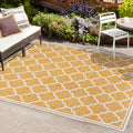 Jonathan Y Smb109F-9 Trebol Moroccan Trellis Textured Weave Indoor Outdoor Area Rug, Bohemian Coastal Contemporary Easy Cleaning,Bedroom,Kitchen,Backyard,Patio,Non Shedding, 9 X 12, Yellow/Cream