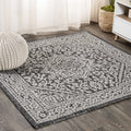 Jonathan Y Smb101D-5Sq Sinjuri Medallion Textured Weave Indoor Outdoor Area Rug Coastal Bohemian Rustic Glam Easy Cleaning Bedro