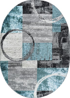 Rugshop Contemporary Abstract Circle Design Soft Oval Area Rug 5' X 7' Gray
