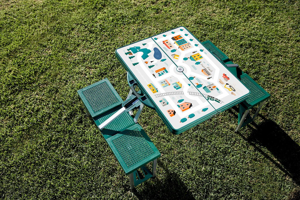 Oniva Play Town Folding Picnic Table, Camping Table, Outdoor Table With Umbrella Hole, (Green)