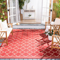 SAFAVIEH Courtyard Collection 710 Square Red/Bone CY6918 Trellis Indoor/ Outdoor Waterproof Easy-Cleaning Patio Backyard Mudroo
