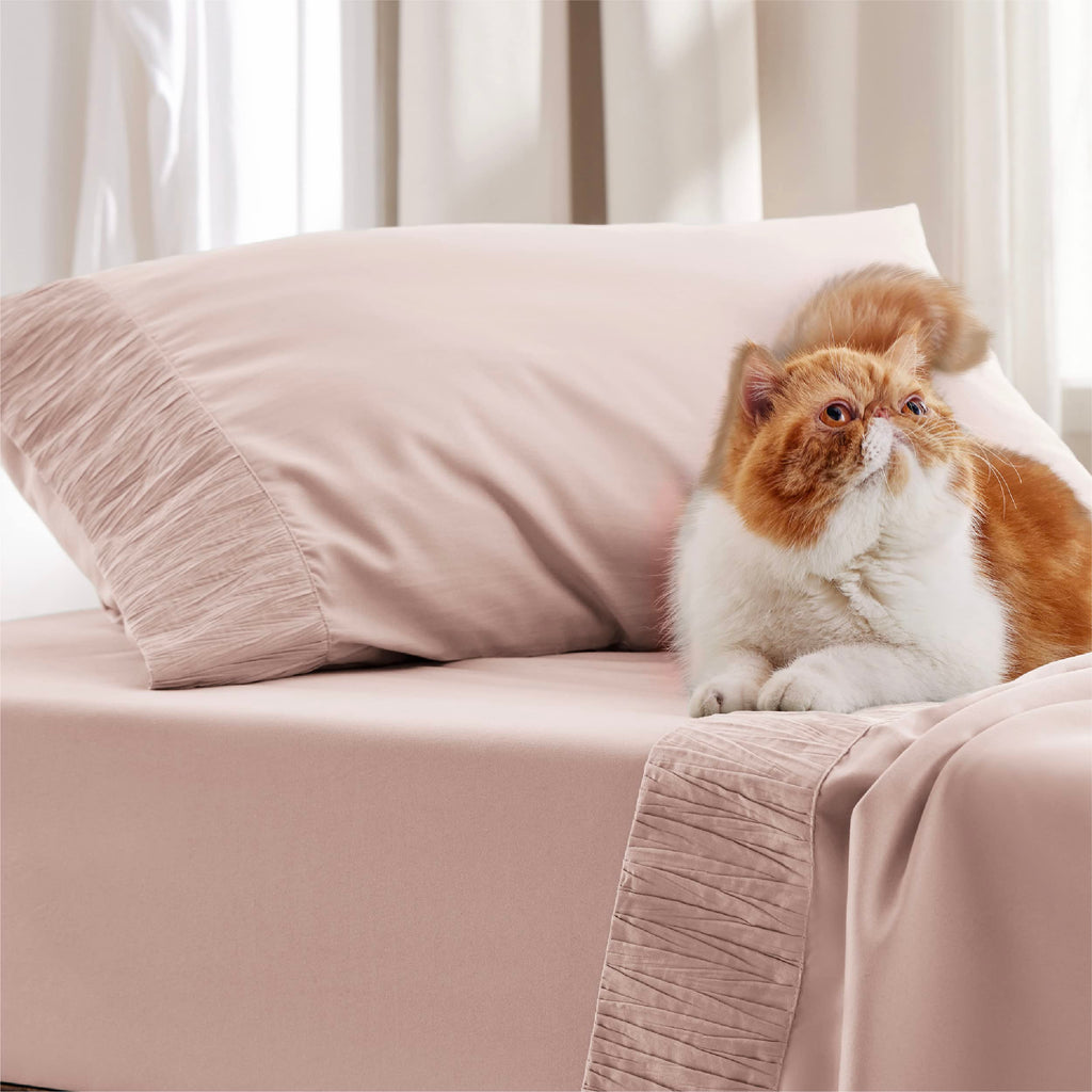 Bedsure Twin Sheets Set - Soft Twin Bed Sheets, 3 Pieces Hotel Luxury Dusty Pink Sheets Twin, Easy Care Polyester Microfiber Coo