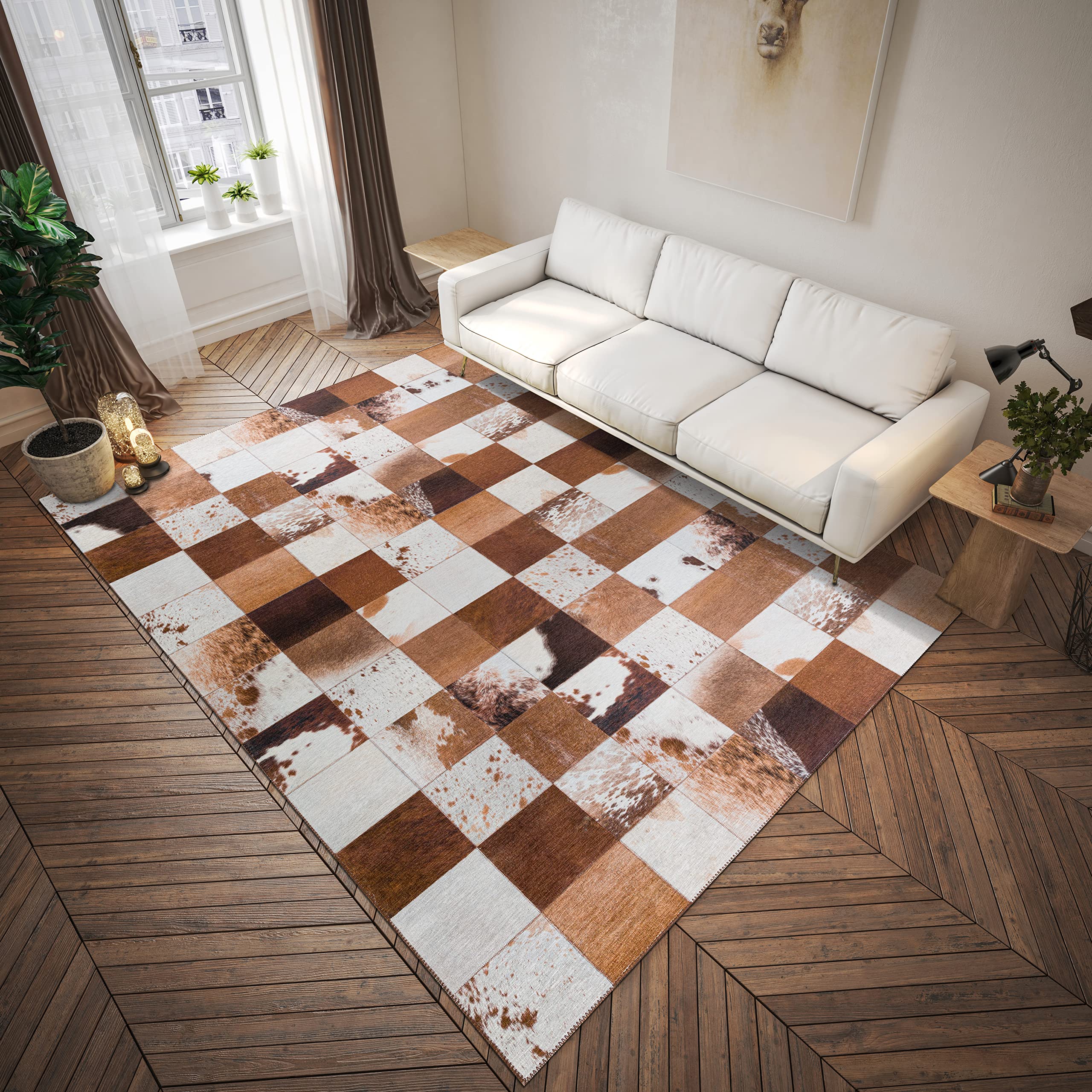 Dalyn Rugs Durango Patchwork Faux Cowhide Ss10 Driftwood 10' X 14' Rug