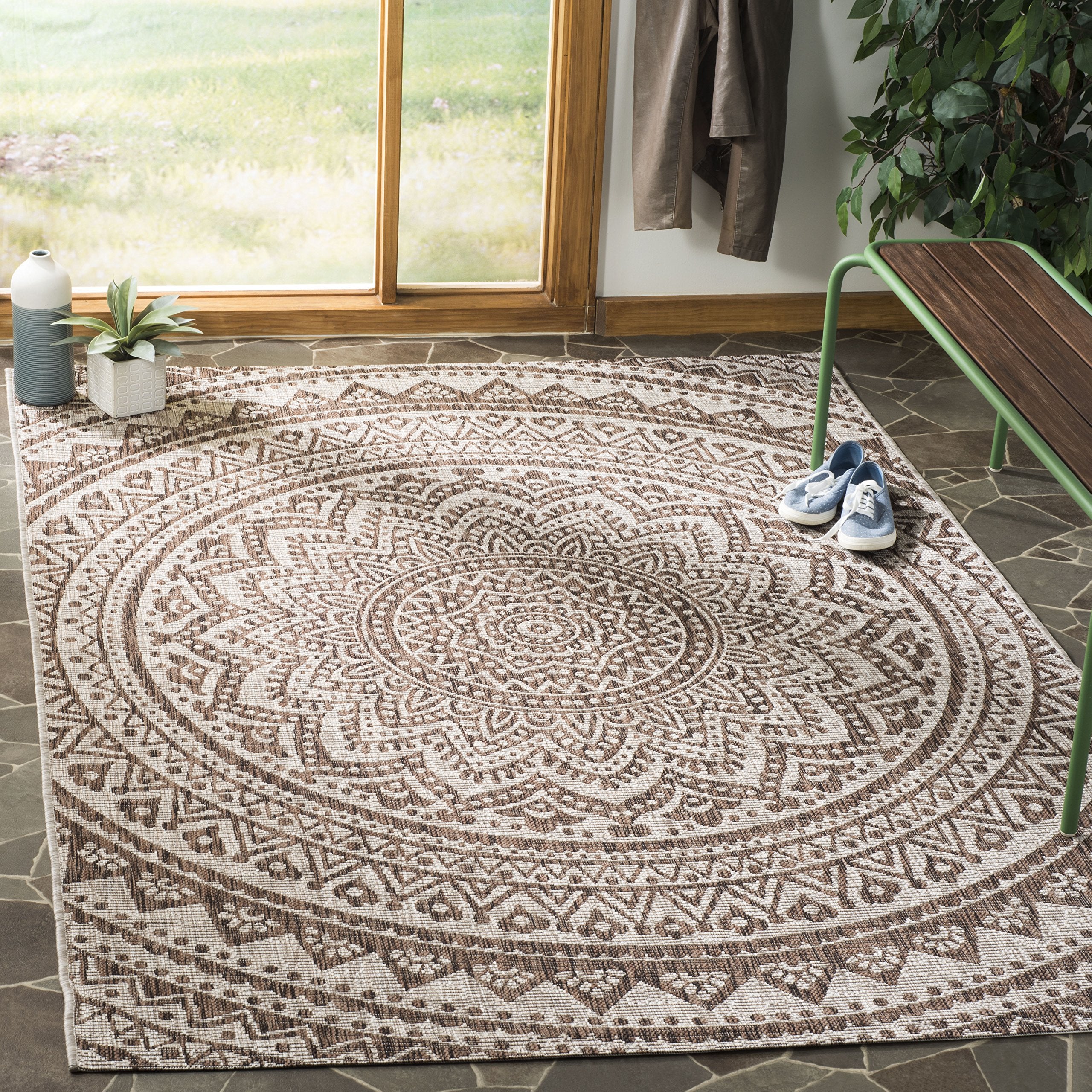 Safavieh Courtyard Collection 32.4' X 60' Beige/Brown Cy8734 Indoor/ Outdoor Patio Backyard Mudroom Area Rug