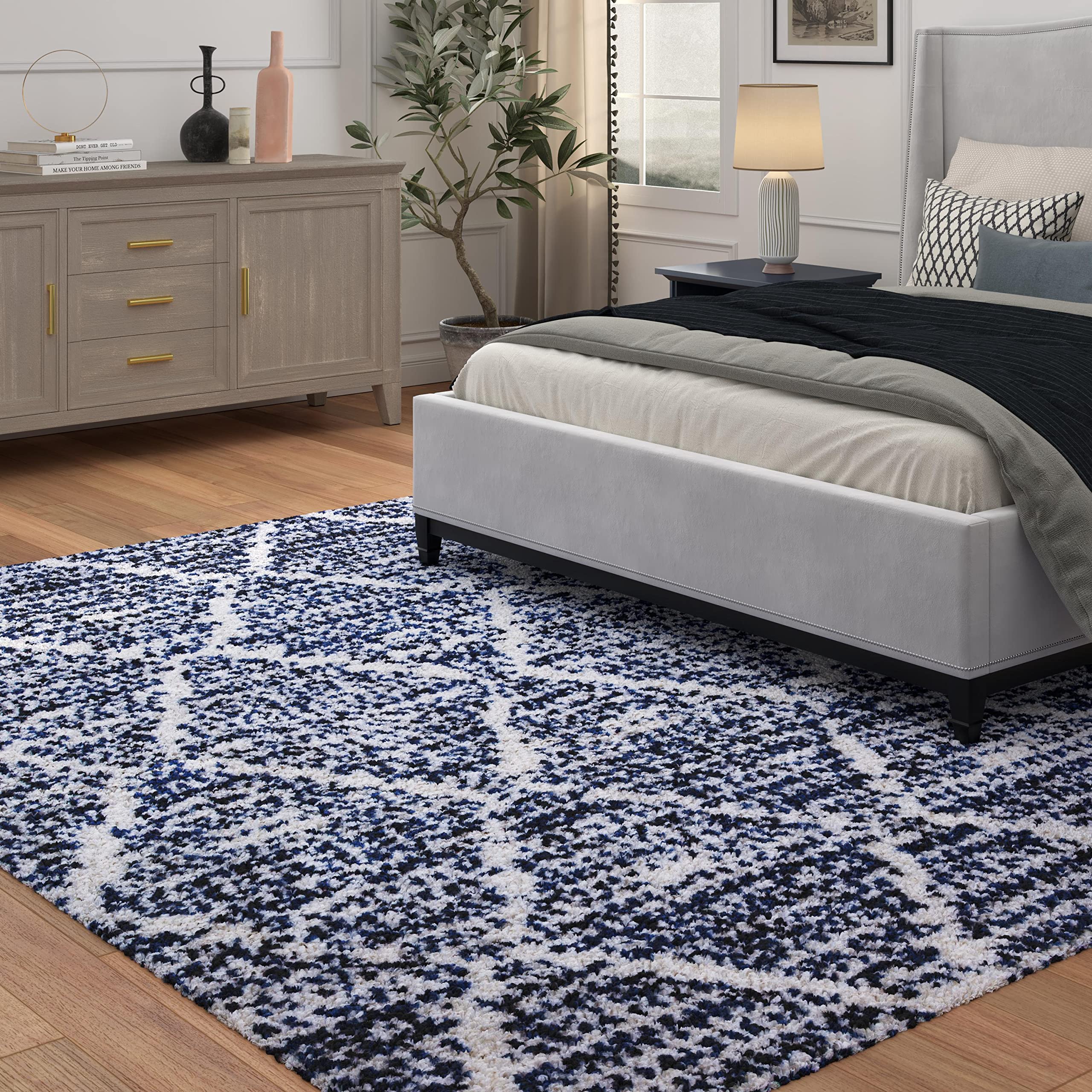 Abacasa Oasis Delphine Royal Blue And White Polyester Area Rug