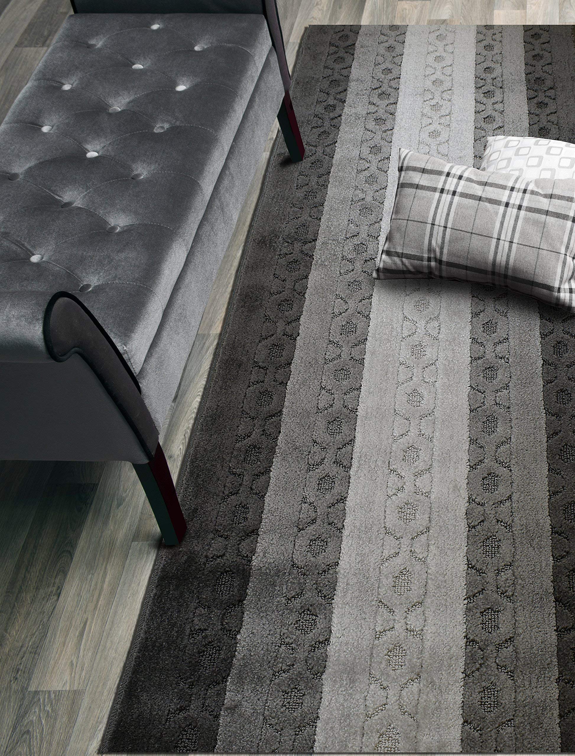 ORFA HOME Custom Size Trellis Hallway Runner Rug Slip Resistant Rubber Back, 26 Inch Wide x Your Choice of Length Size, Anthraci