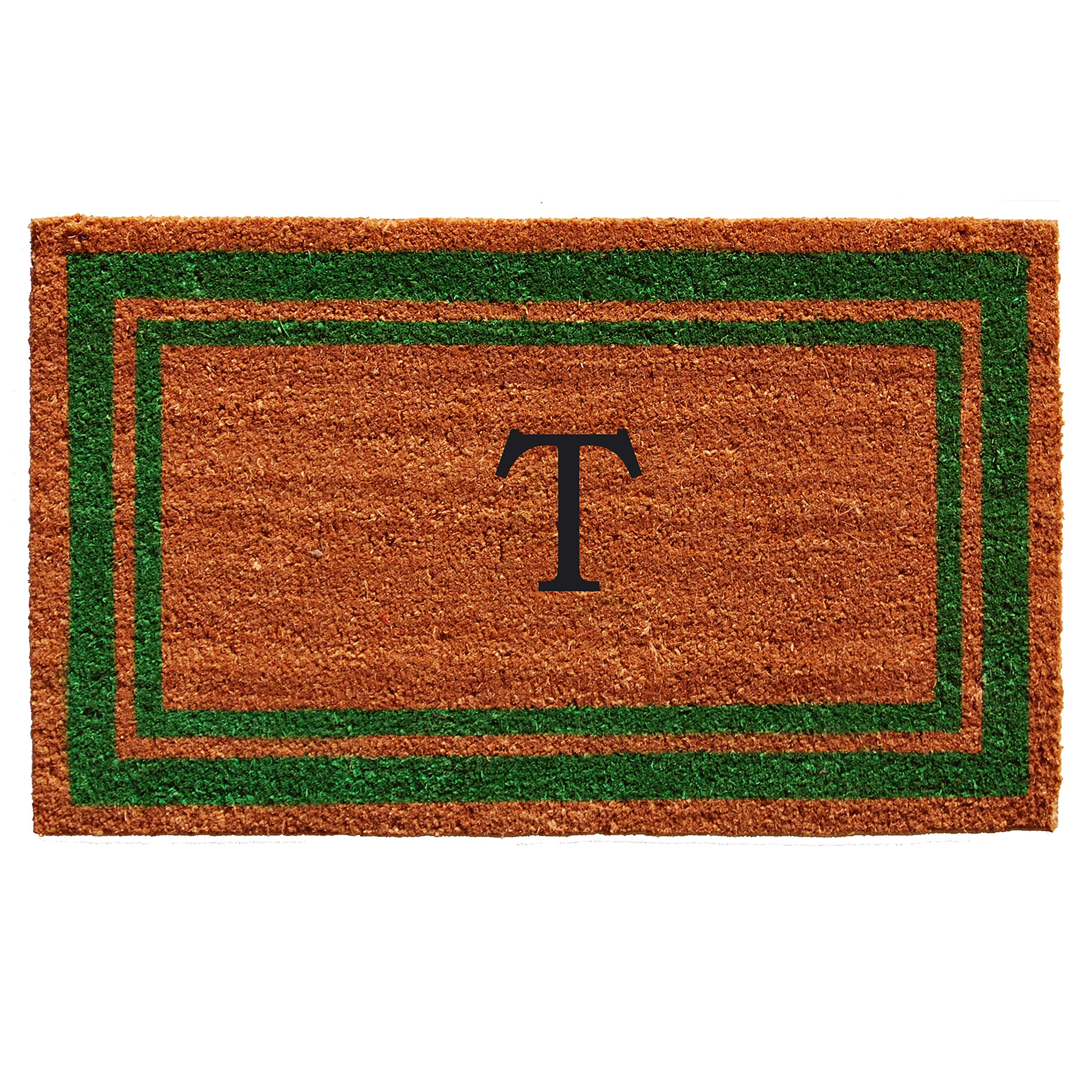Calloway Mills Green Border 24 x 36 Monogram Doormat (Letter T)