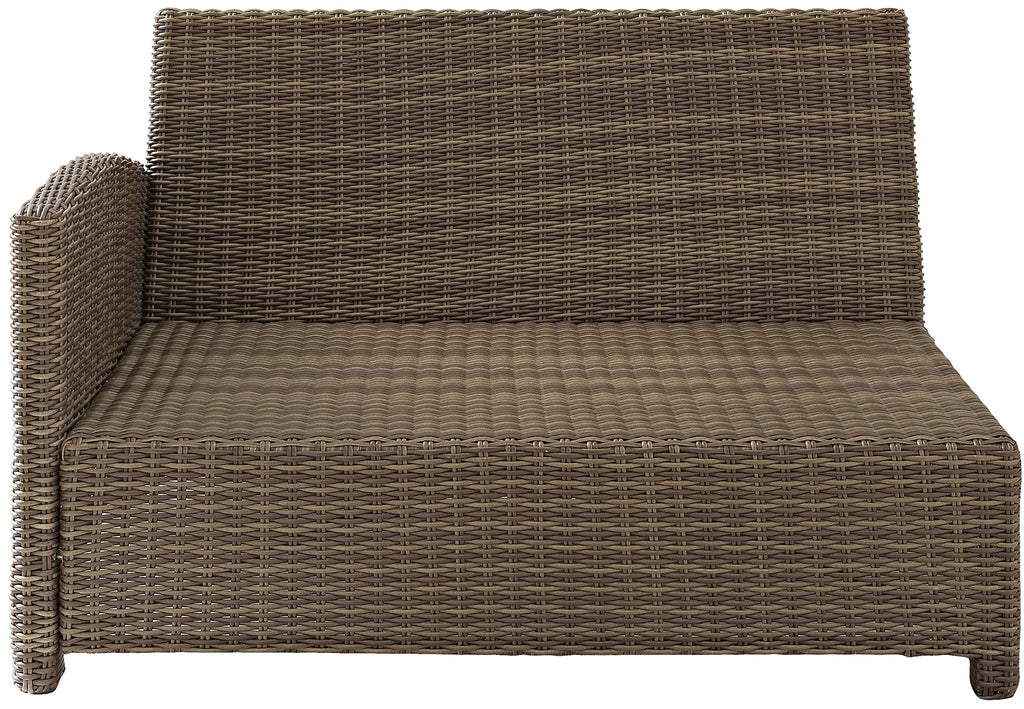 Crosley Furniture Bradenton Outdoor Sectional Left Side Loveseat, 2-Person Wicker Patio Couch for Deck, Brown with Sangria Cushions