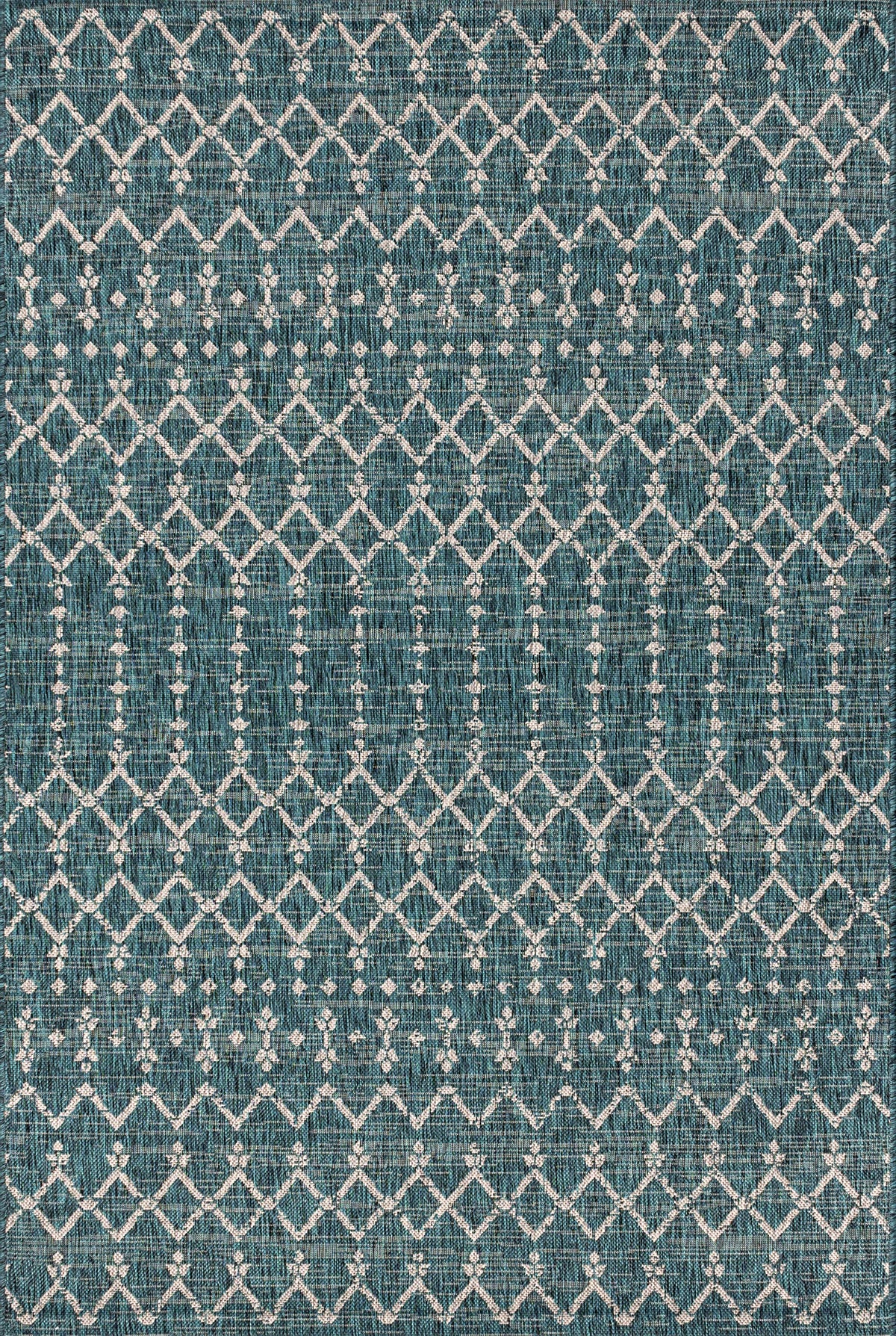 Jonathan Y Smb108C-5 Ourika Moroccan Geometric Textured Weave Indoor Outdoor Area-Rug, Bohemian, Rustic, Scandinavian Easy-Cleaning,Bedroom,Kitchen,Backyard,Patio,Non Shedding, Teal/Gray, 5 X 8