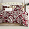 Southshore Fine Living, Inc. 4-Pc Twin Size Christmas Comforter Set W/Throw Pillow & Shams, Reversible Red Plaid Christmas Beddi