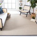 SAFAVIEH Natural Fiber Collection 8 Square Marble / Dark Grey NF143D Border Sisal Area Rug