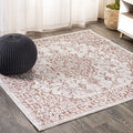 Jonathan Y Smb102A-5Sq Rozetta Boho Medallion Textured Weave Indoor Outdoor Area Rug Coastal Bohemian Rustic Glam Easy Cleaning Bedroom Kitchen Backyard Patio Non Shedding, 5' Square, Red/Taupe