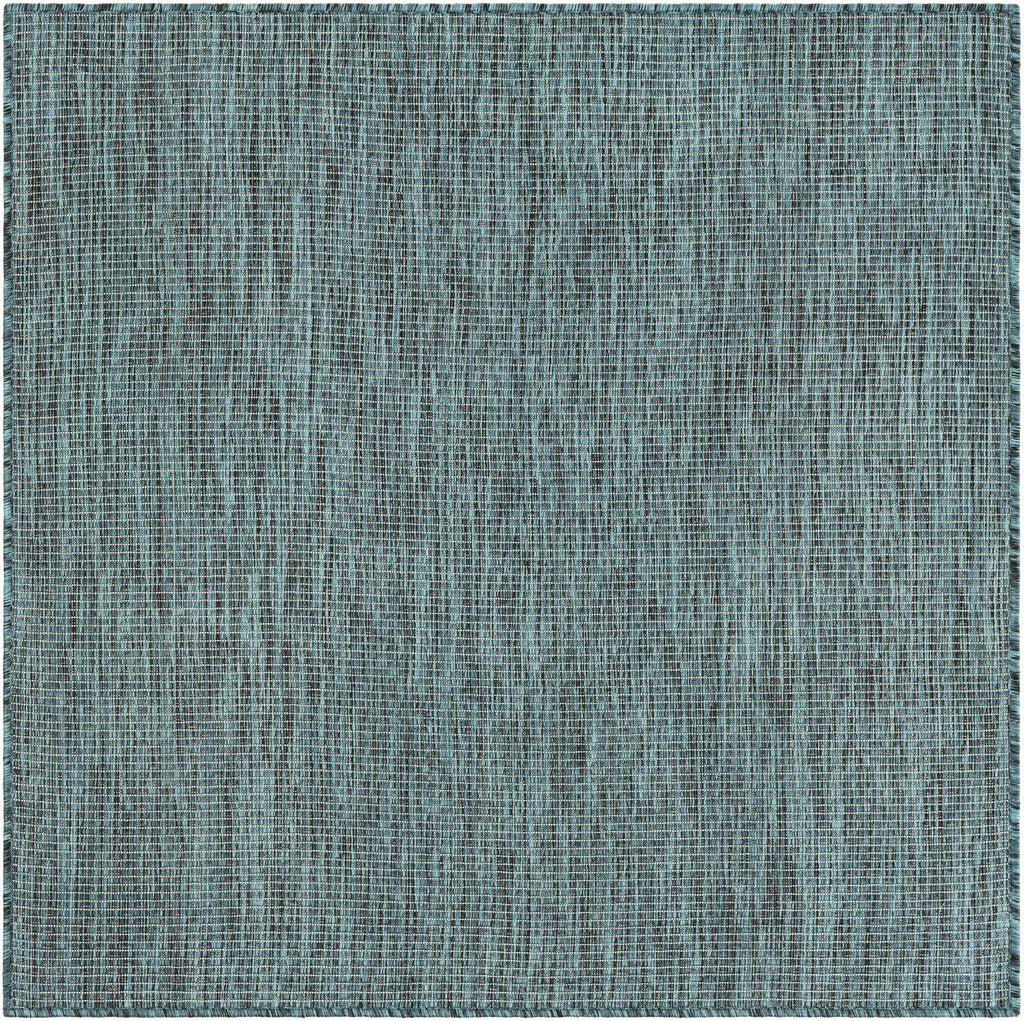 Unique Loom Outdoor Solid Collection Area Rug (4' 1'' Square Teal/Navy Blue)