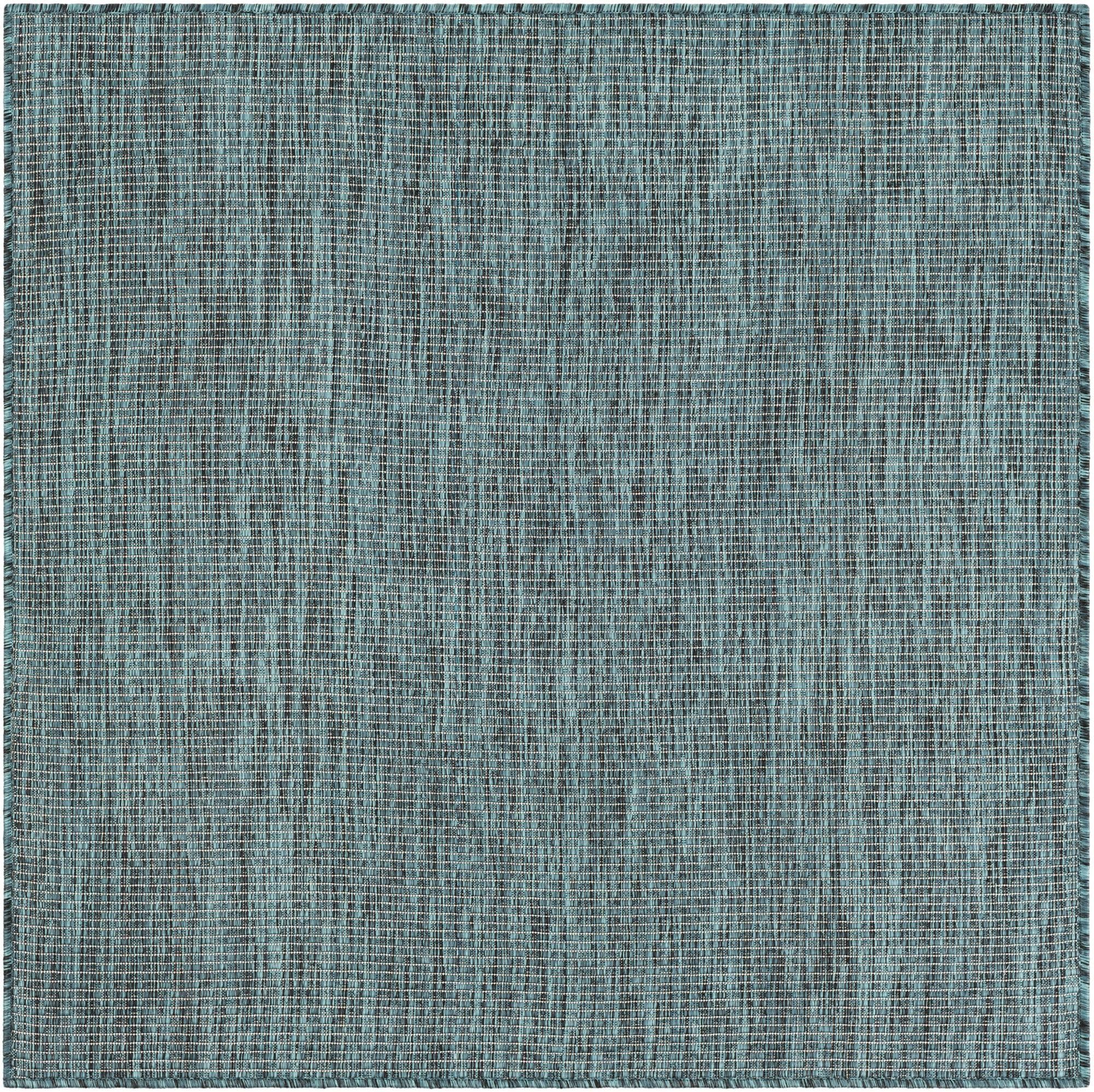 Unique Loom Outdoor Solid Collection Area Rug (4' 1'' Square Teal/Navy Blue)