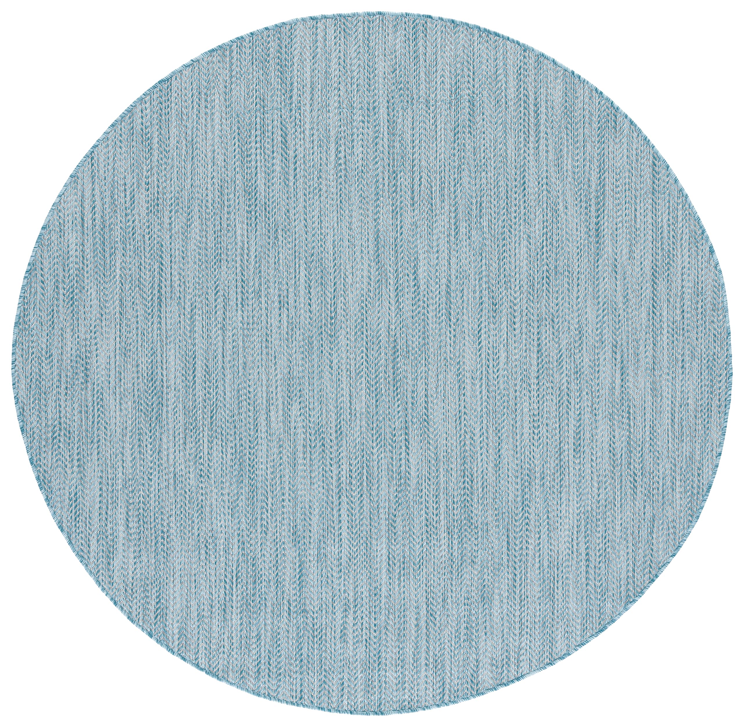 Safavieh Courtyard Collection 7 Feet 10 Inches X 7 Feet 10 Inches Round Aqua/Grey Cy8022 Indoor/ Outdoor Waterproof Easy Cleanin