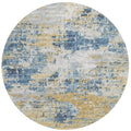 Addison Rugs Indoor/Outdoor Accord Aac34 Blue Washable 8' X 8' Indoor Outdoor Round Rug, Easy Clean, Machine Washable, Non Shedding, Bedroom, Living Room, Dining Room, Kitchen, Patio Rug