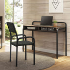 Techni Mobili Modern Desk Chair Without Wheels - Stationary Upholstered Chair With Metal Frame & Armrests For Home Office Or Dining Area - Simple Office Guest Chairs & Reception Chairs