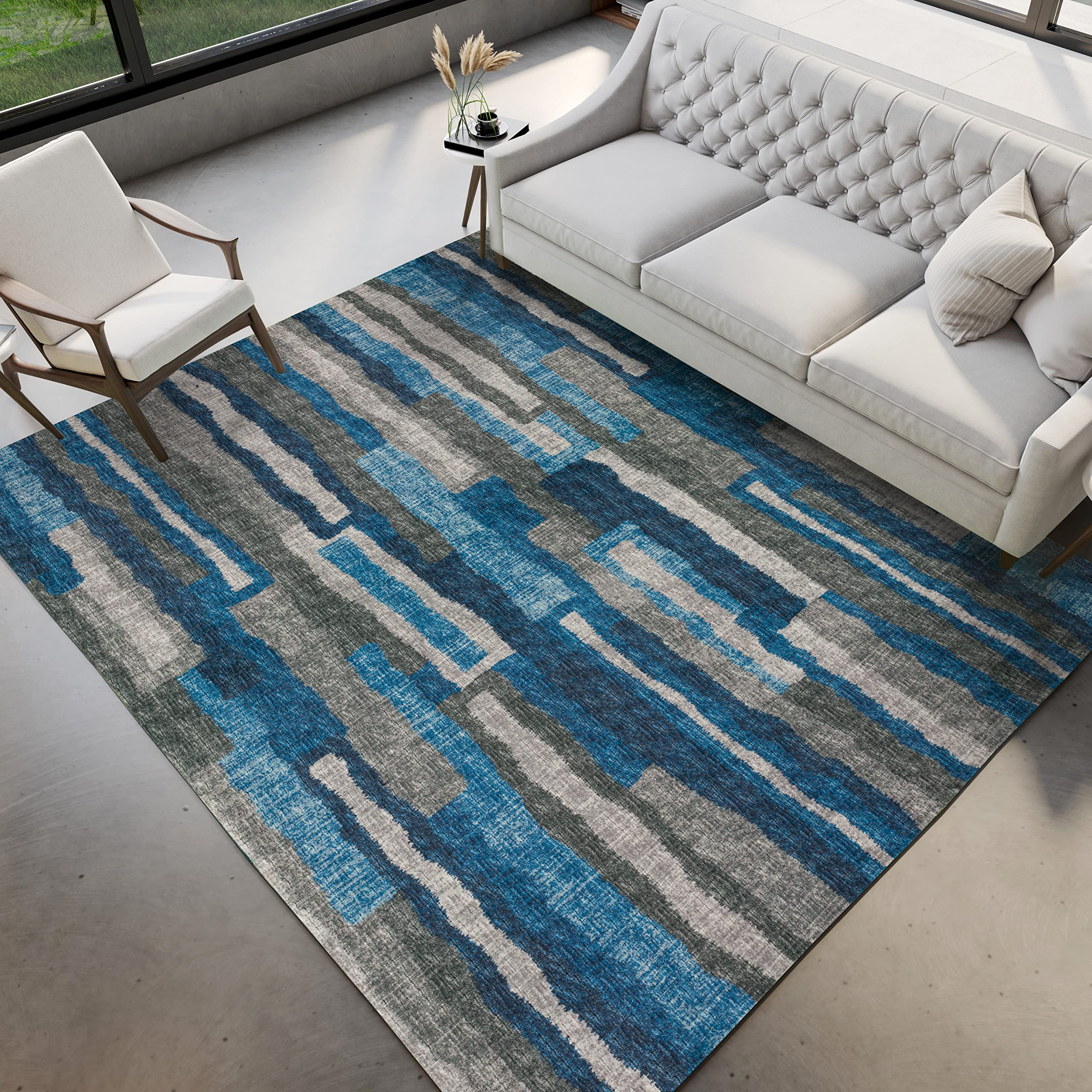 Dalyn Rugs Brisbane Br7 Bold Retro Stiped Navy 3' X 5'