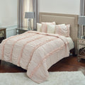 Rizzy Home | BQ4174 | Polyester Quilt | 70"x86" Pink/Neutral/ Solid With Cording