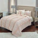Rizzy Home | BQ4174 | Polyester Quilt | 70"x86" Pink/Neutral/ Solid With Cording