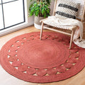 SAFAVIEH Natural Fiber Collection Area Rug - 4 Round, Rust, Handmade Boho Charm Farmhouse Jute, Ideal for High Traffic Areas in