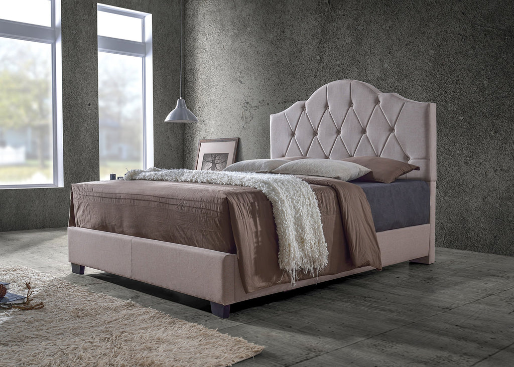 Baxton Studio Juliet Contemporary Espresso Arch Tufted Fabric Upholstered Bed, King, Brown