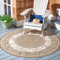 SAFAVIEH Courtyard Collection 53 Round Brown / Natural CY1704 Indoor/ Outdoor--Waterproof Easy--Cleaning Patio Backyard Mudroom