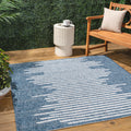 Jonathan Y Smb124C-4Sq Zolak Berber Stripe Geometric Blue/Ivory 4' Square Indoor/Outdoor Area Rug, Pet Friendly, Non-Shedding, S