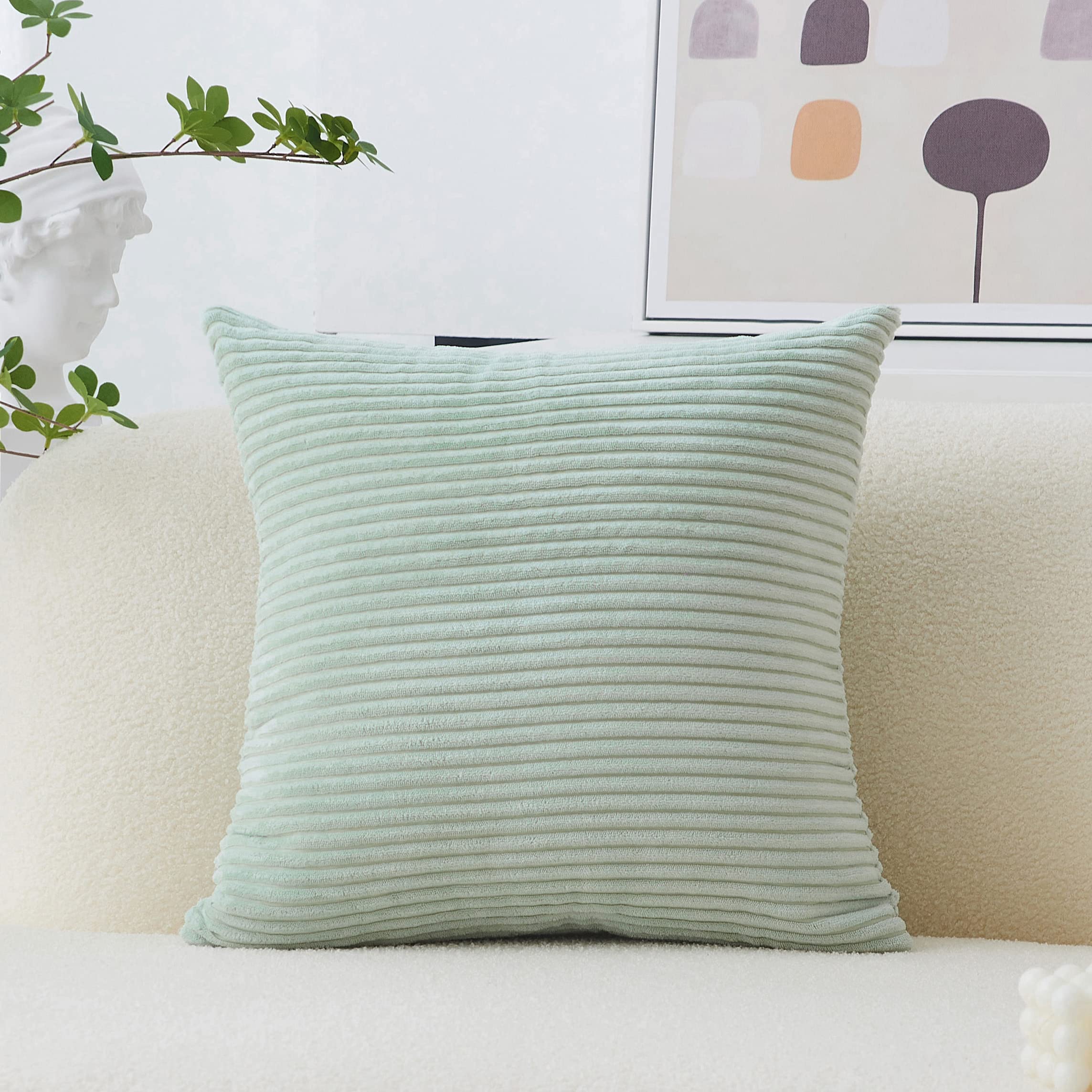 Home Brilliant 26X26 Throw Pillow Covers Summer Euro Shams Super Soft Striped Velvet Large Cushion Cover For Living Room Bedroom