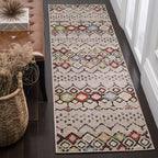 SAFAVIEH Amsterdam Collection Runner Rug - 2'3'' x 14', Light Grey & Multi, Moroccan Boho Design, Non-Shedding & Easy Care, Idea