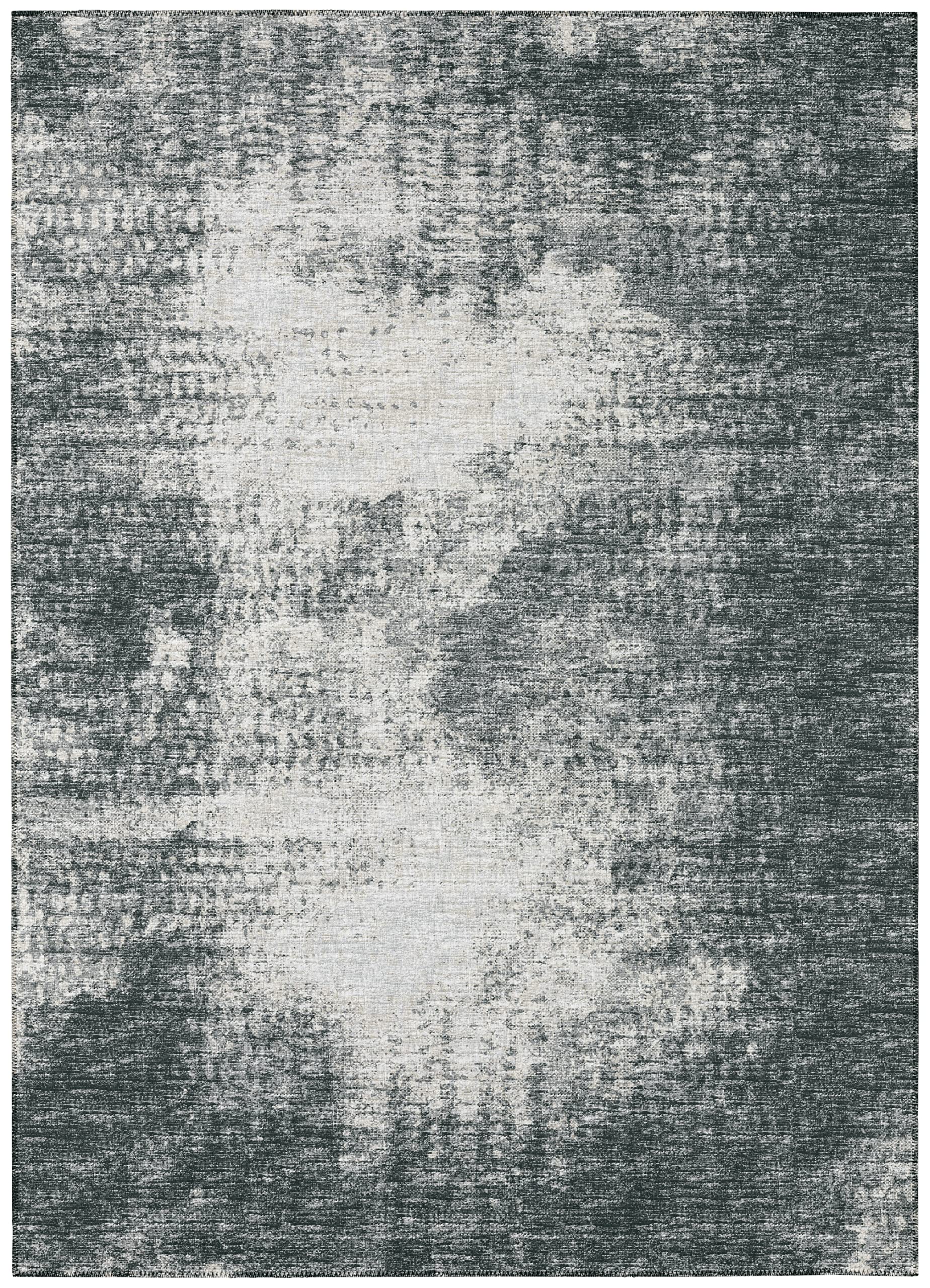Addison Rugs Rylee Ary31 Black Washable 5' X 7'6" Indoor Outdoor Area Rug, Easy Clean, Machine Washable, Non Shedding, Bedroom, Entry, Living Room, Dining Room, Kitchen, Patio Rug