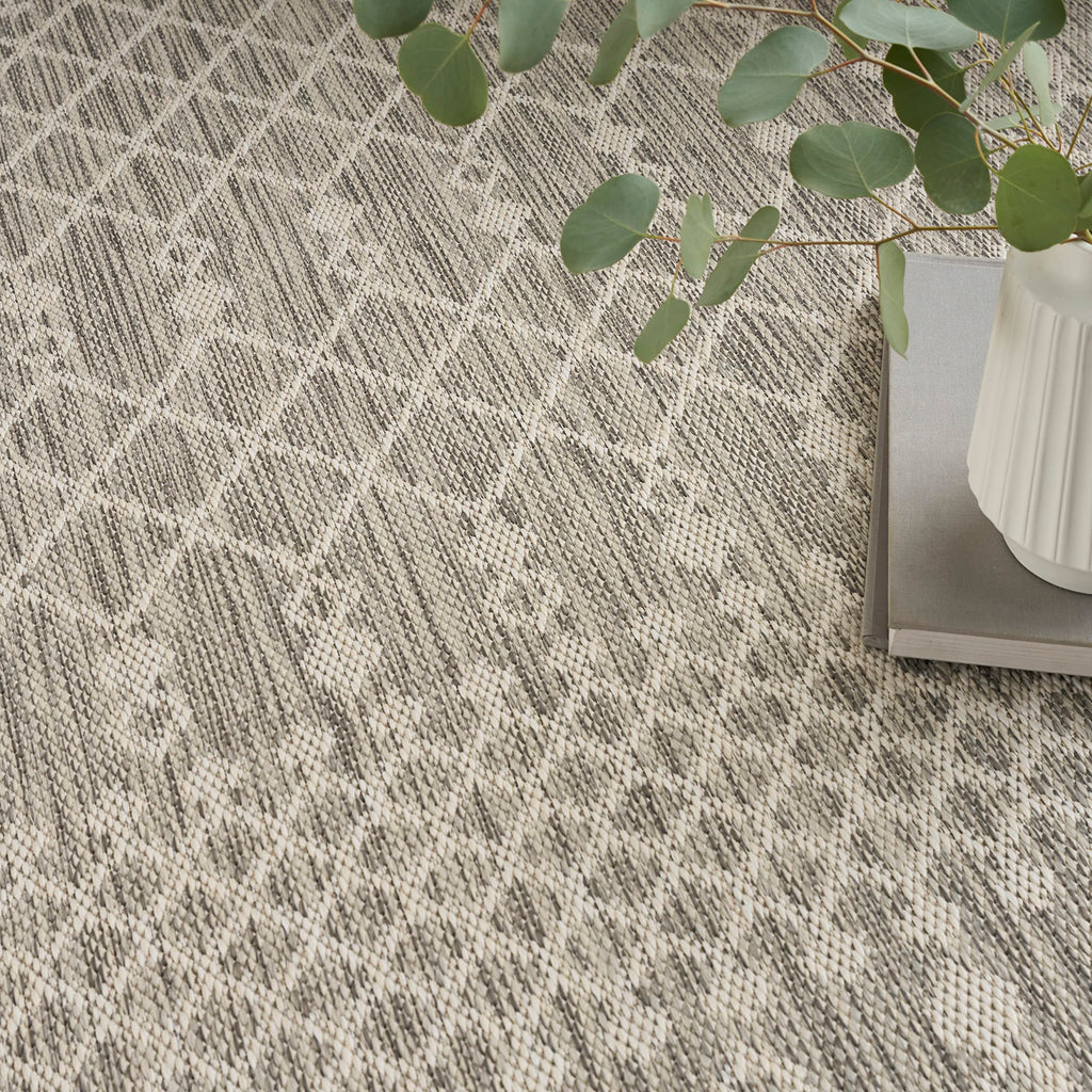 Nourison Positano Indoor/Outdoor Light Grey 9' X 12' Area Rug, Easy Cleaning, Non Shedding, Bed Room, Living Room, Dining Room, Backyard, Deck, Patio (9X12)