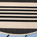 Safavieh Courtyard Collection Area Rug - 6'7'' Round, Grey & Bone, Stripe Design, Non-Shedding & Easy Care, Indoor/Outdoor & Was