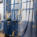 Sutuo Home Marble Sheer Curtains 84 Inch Length, Gold Foil Print Metallic Bronzing, Privacy Window Treatment Abstract Drape Pair