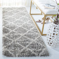 SAFAVIEH Hudson Shag Collection Runner Rug - 23 x 10, Distressed Grey & Ivory, Trellis Design, Non-Shedding & Easy Care, 2-inc