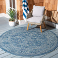 Safavieh Courtyard Collection 7'10' X 7'10' Round Navy/Ivory Cy8680 Indoor/ Outdoor Patio Backyard Mudroom Area Rug
