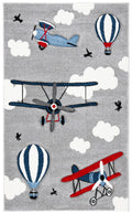 SAFAVIEH Carousel Kids Collection Accent Rug - 23 x 4, Light Grey & Red, Non-Shedding & Easy Care, Ideal for High Traffic Area