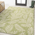 Jonathan Y Smb119D-9 Nevis Palm Frond Indoor Outdoor Area Rug, Coastal, Casual, Country Easy Cleaning,Bedroom,Kitchen,Backyard,Patio,Non Shedding, Green/Cream, 9 X 12