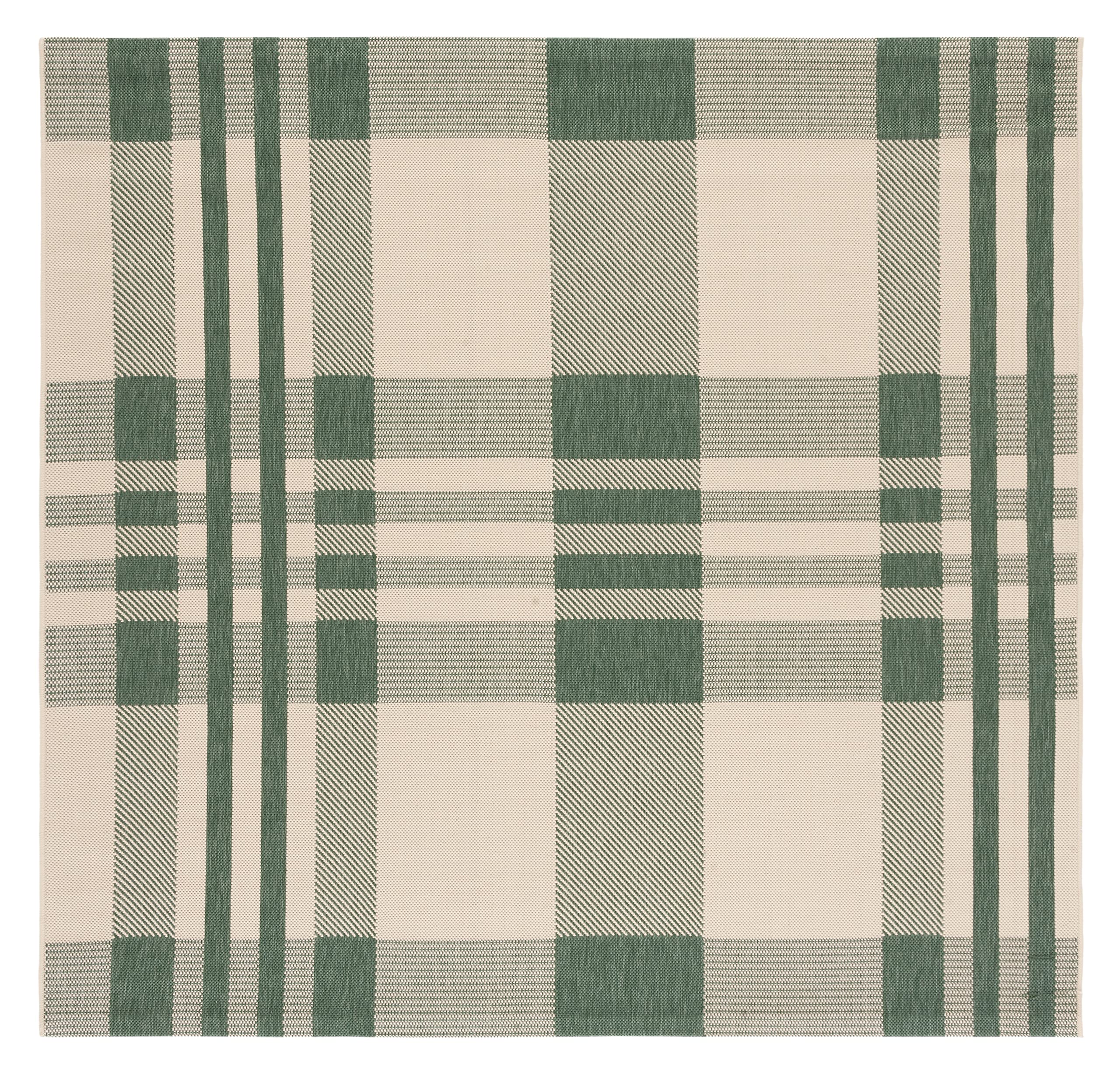 SAFAVIEH Courtyard Collection 67 Square Green/Beige CY6201 Plaid Indoor/ Outside Waterproof Easy cleansingPatio Backyard Mudroo