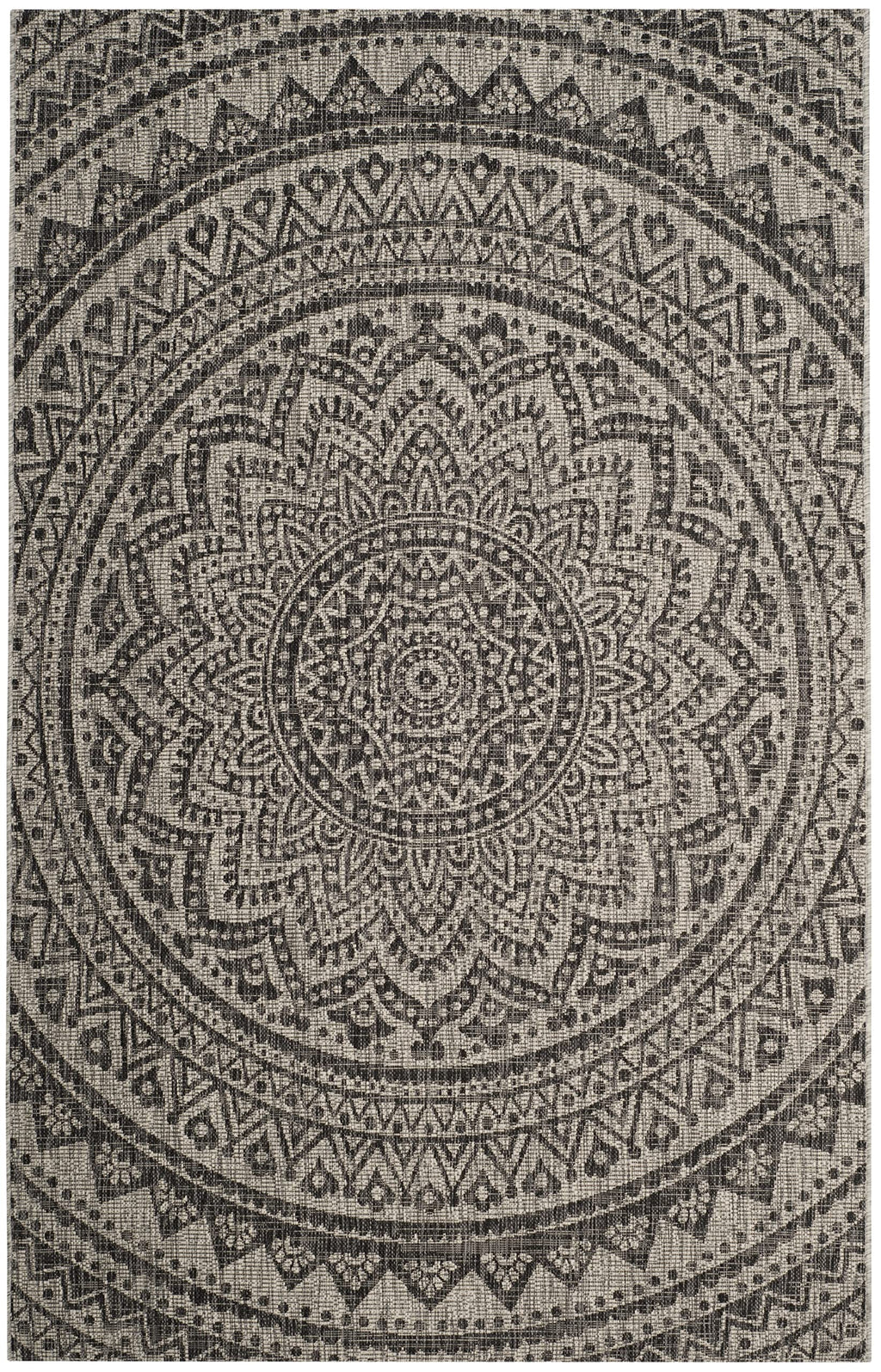 Safavieh Courtyard Collection 6'7' X 9'6' Light Grey/Black Cy8734 Indoor/ Outdoor Waterproof Easy Cleaning Patio Backyard Mudroom Area Rug
